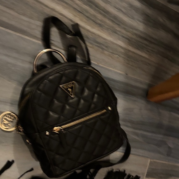 GUESS Quilted Black Backpack with Gold Accents main image 12
